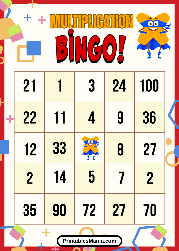 Fun And Educational Multiplication Bingo Printables