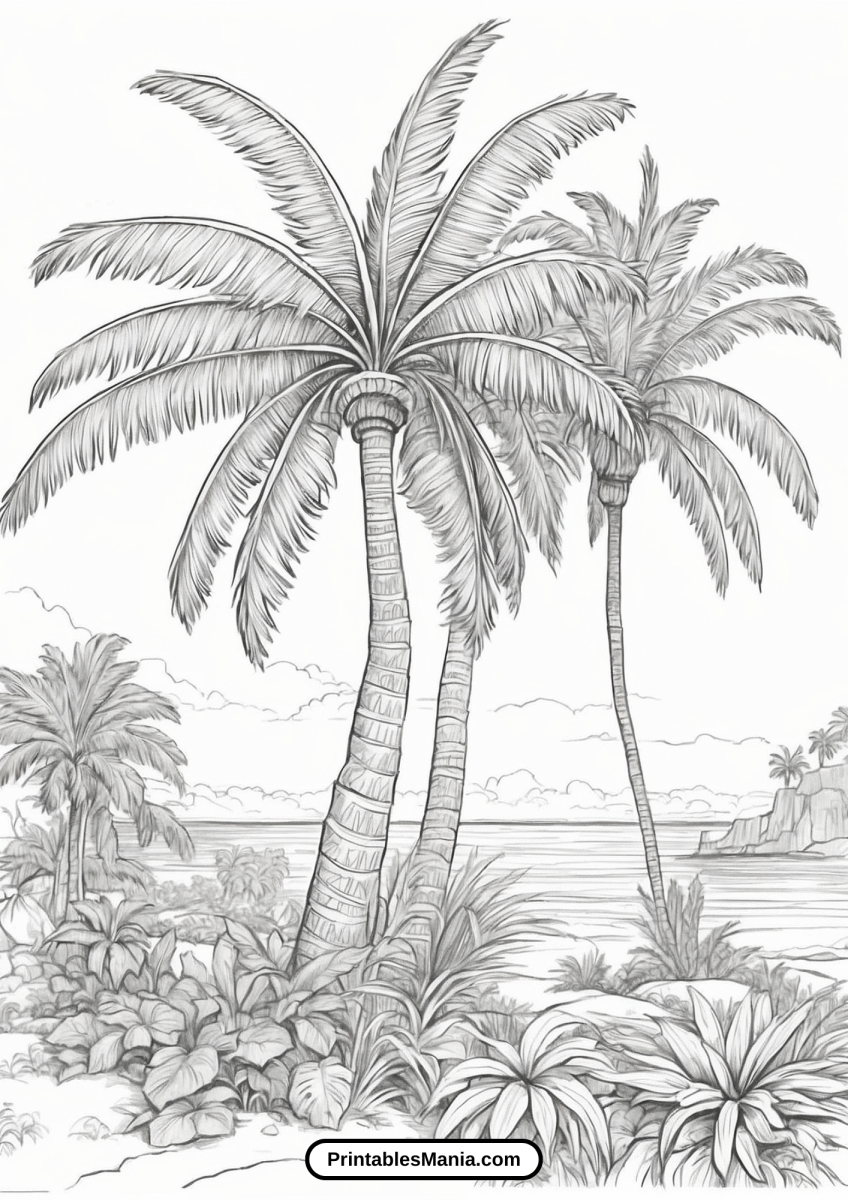 Palm Tree Coloring Page Printables Mania