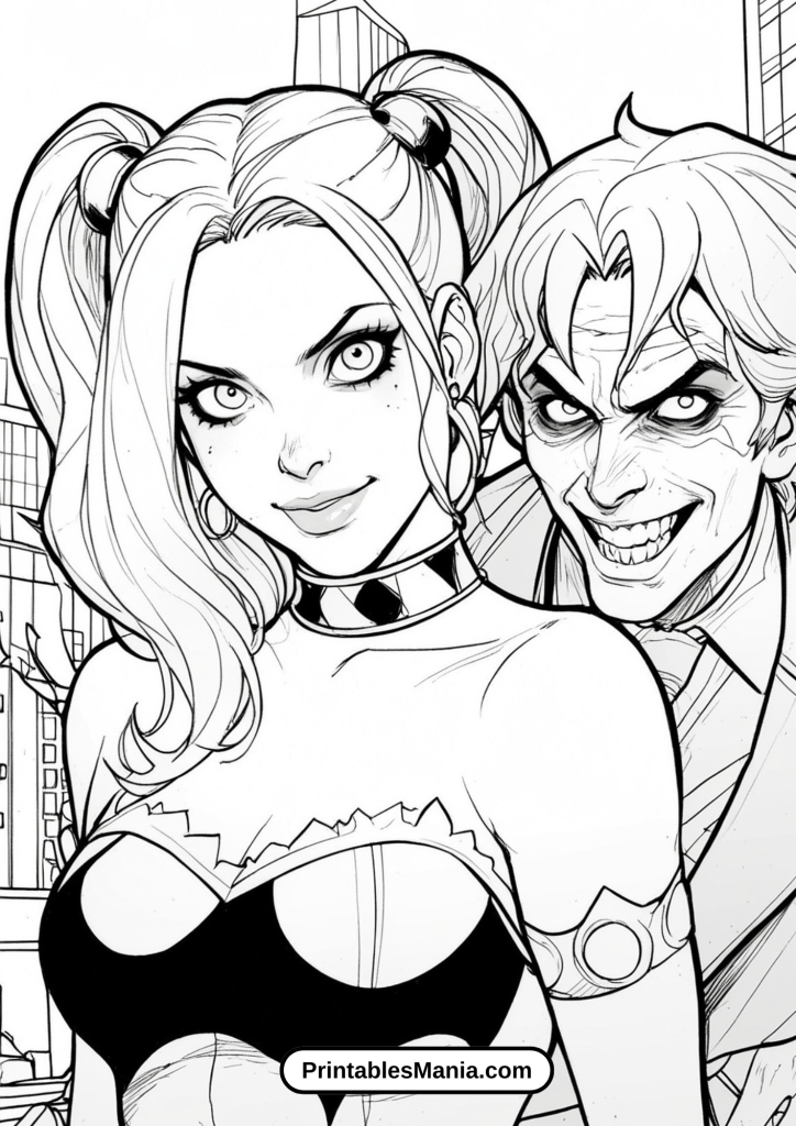 Harley Quinn and Joker Comic Book Style