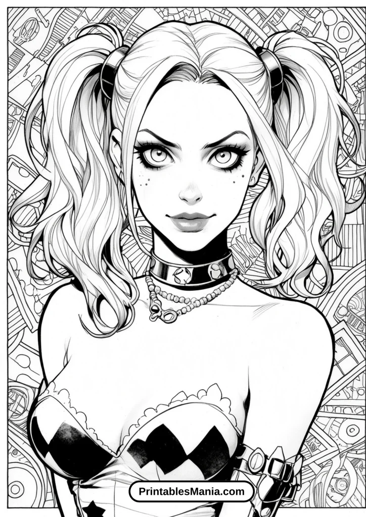 Harley Quinn comic art coloring pages