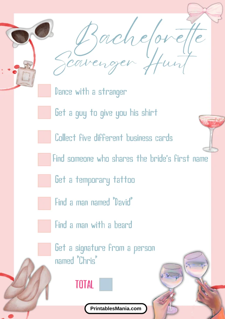 Bachelorette Scavenger Hunt List Details