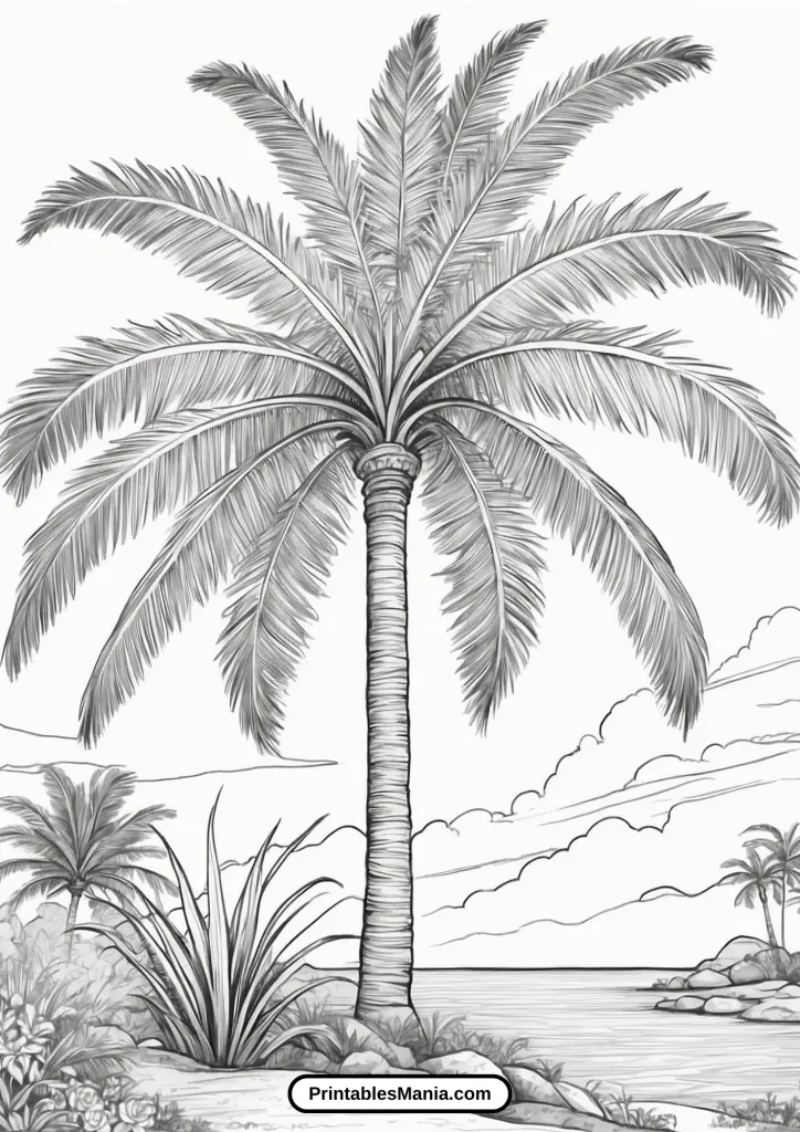 Printable Palm Tree Coloring Page For Classroom Use