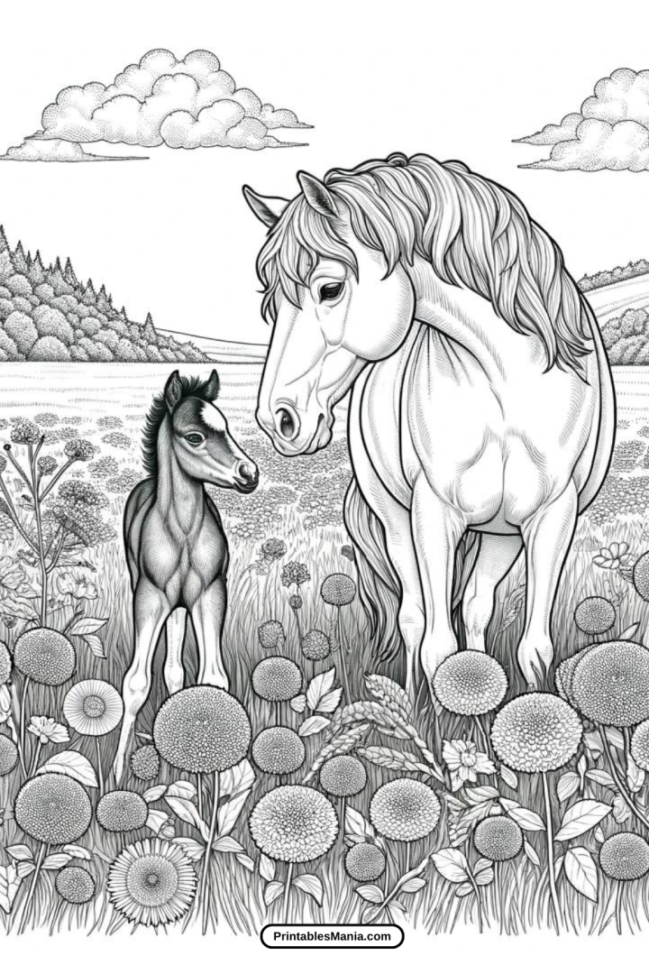 Realistic Horse Coloring Page - Printables Mania