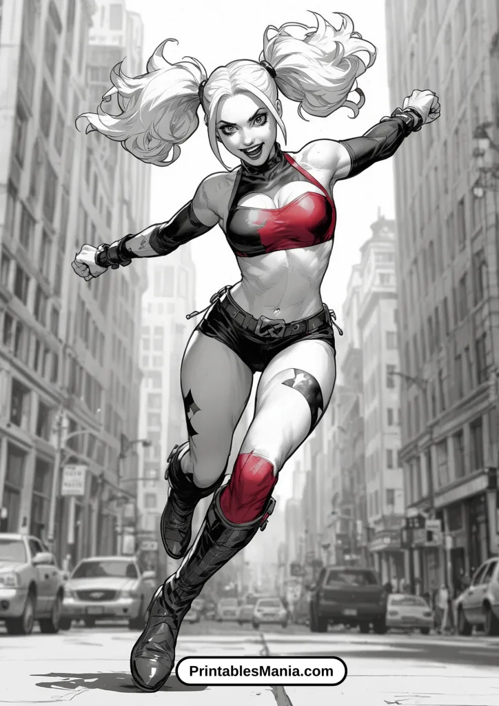 Free Harley Quinn coloring templates