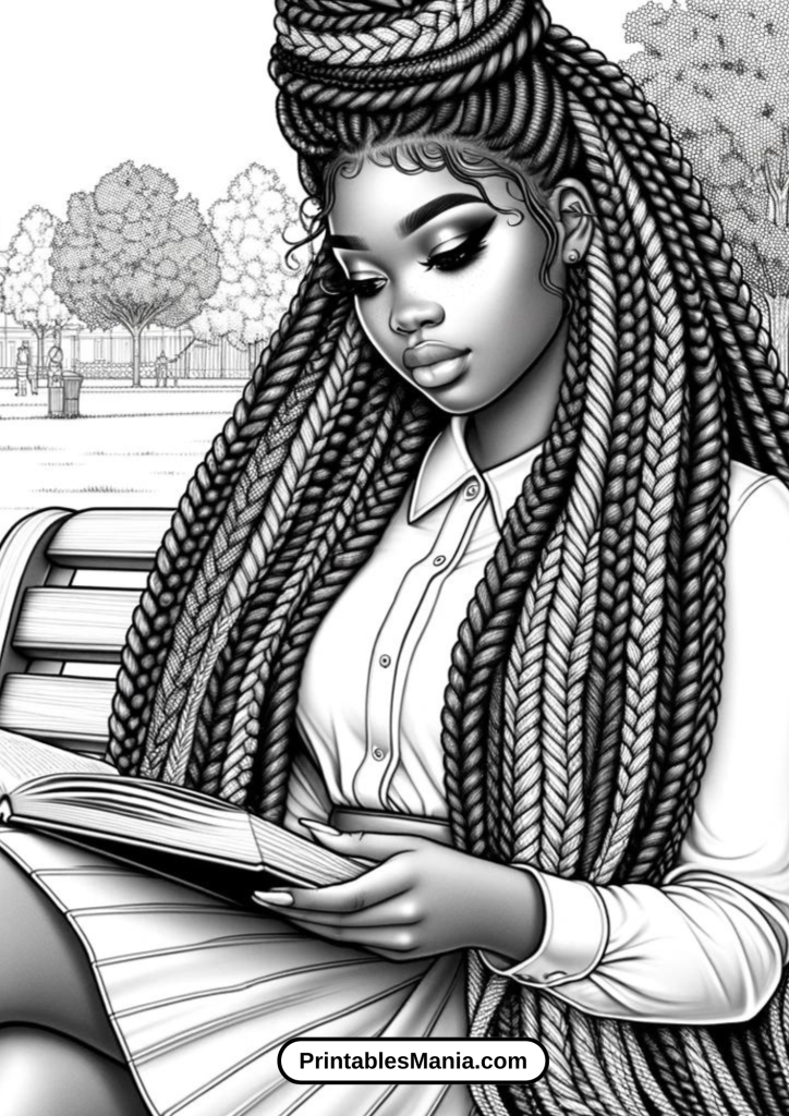 Black Girl Reading a Book