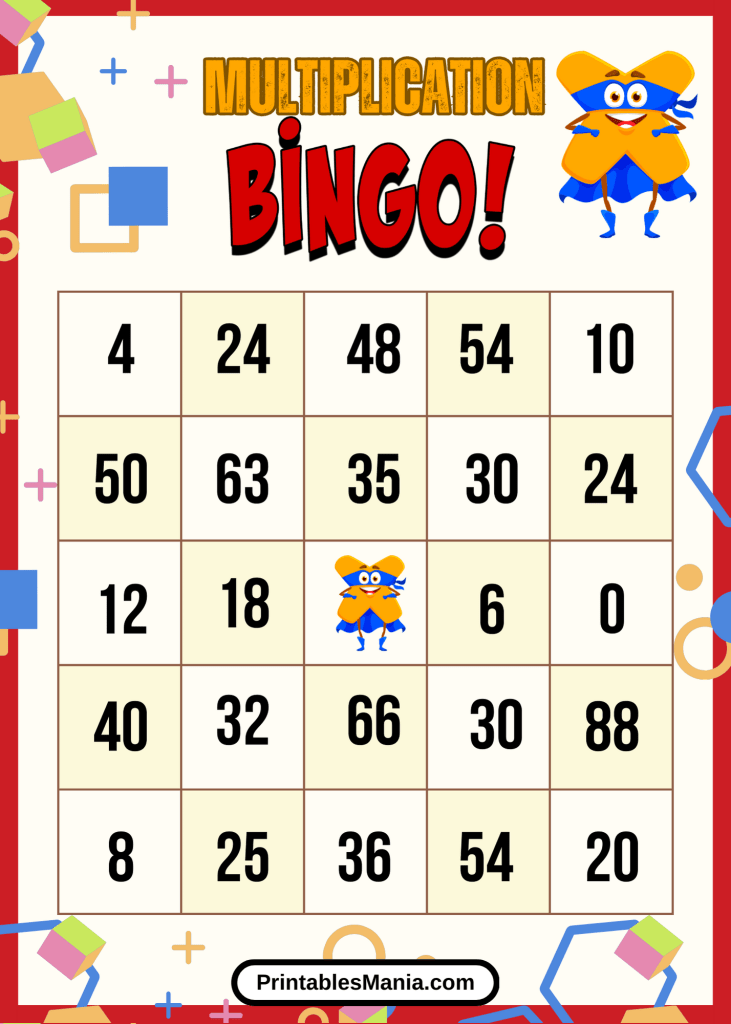 Multiplication Bingo Free Printables For Math Practice