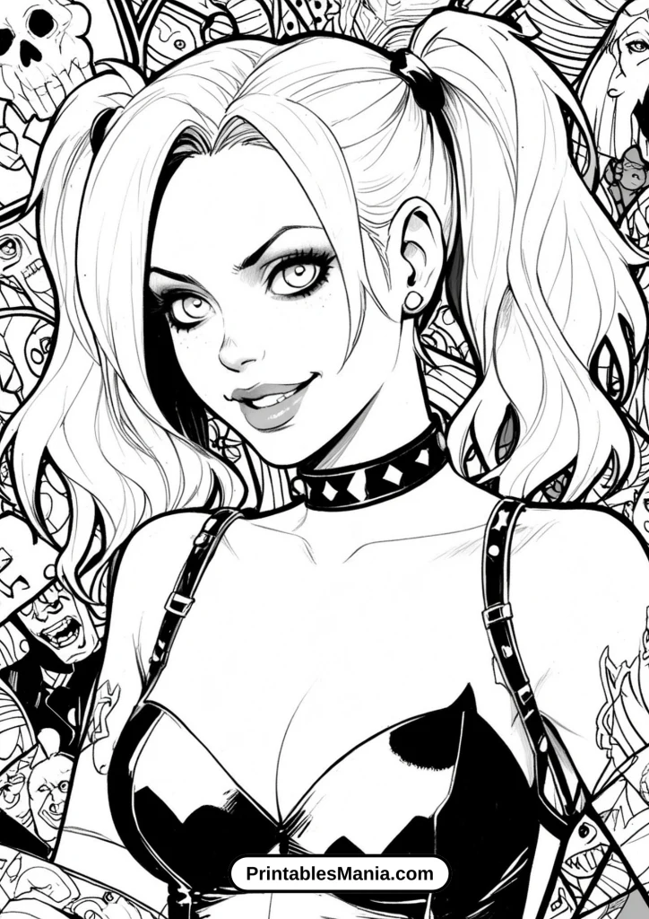 harley quinn coloring pages easy