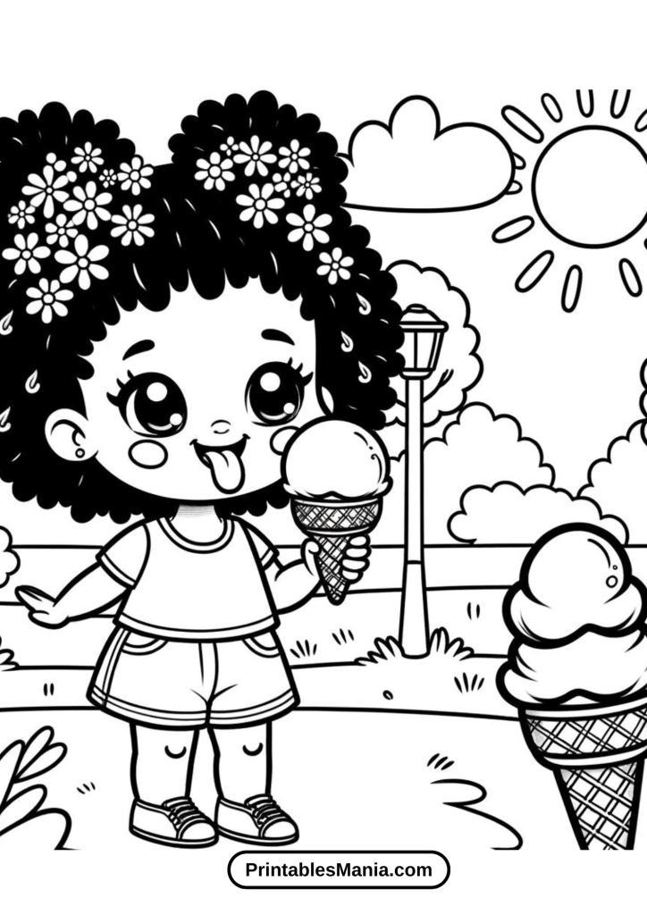 Black Girl Eating an Ice Cream Cone