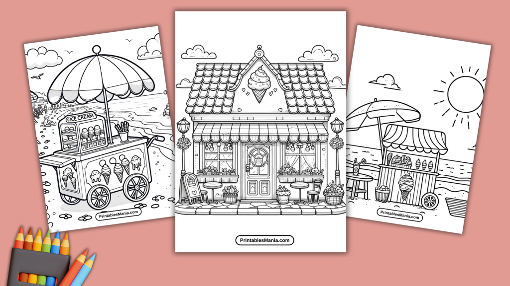Ice Cream Shop Coloring Page - Printables Mania