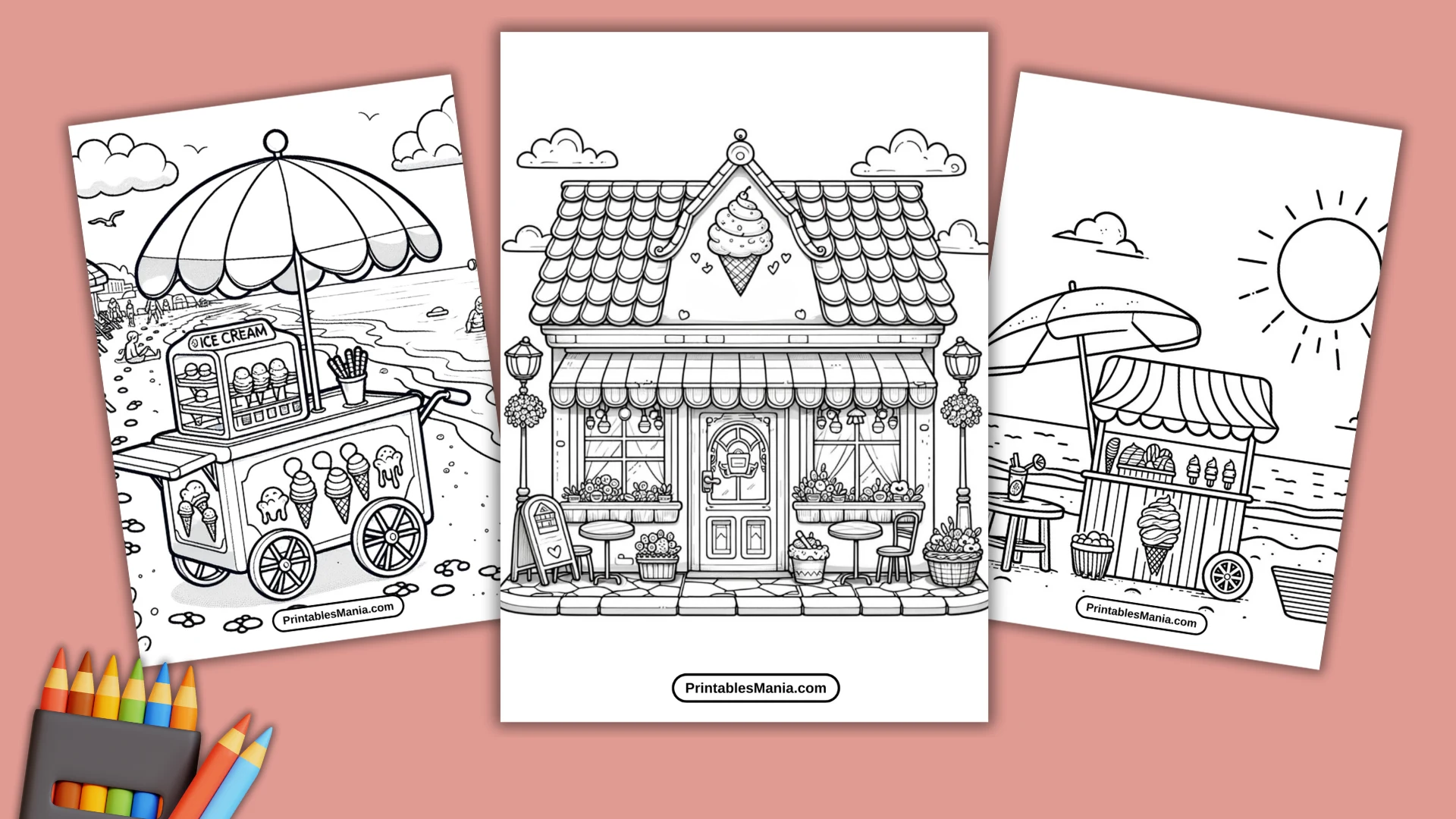 Ice Cream Shop Coloring Page