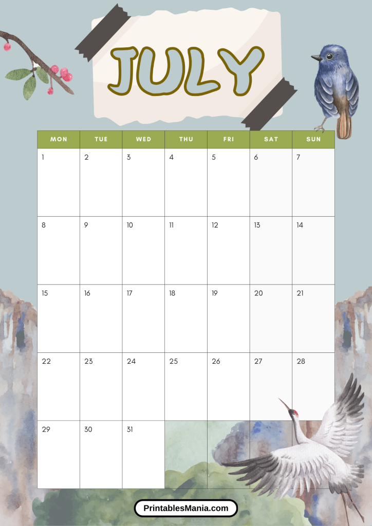 july 2024 printable calendar