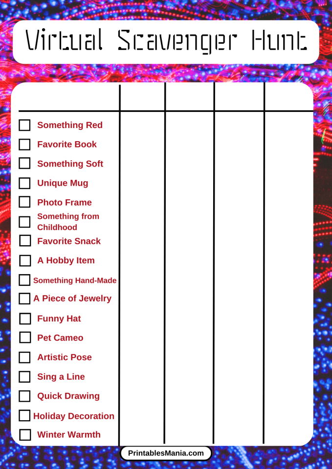 Virtual Scavenger Hunt - Printables Mania