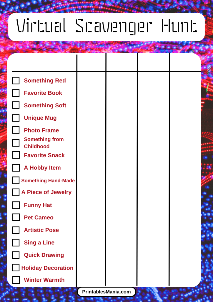 virtual scavenger hunt ideas