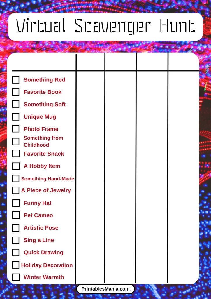 virtual scavenger hunt ideas