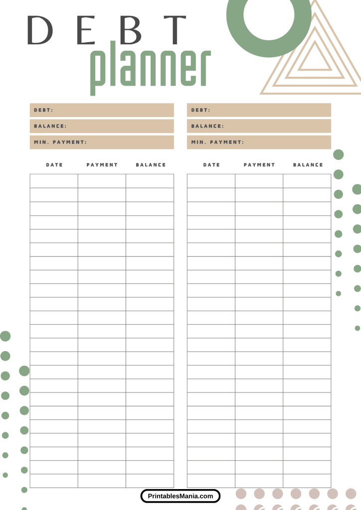 free debt tracker printable