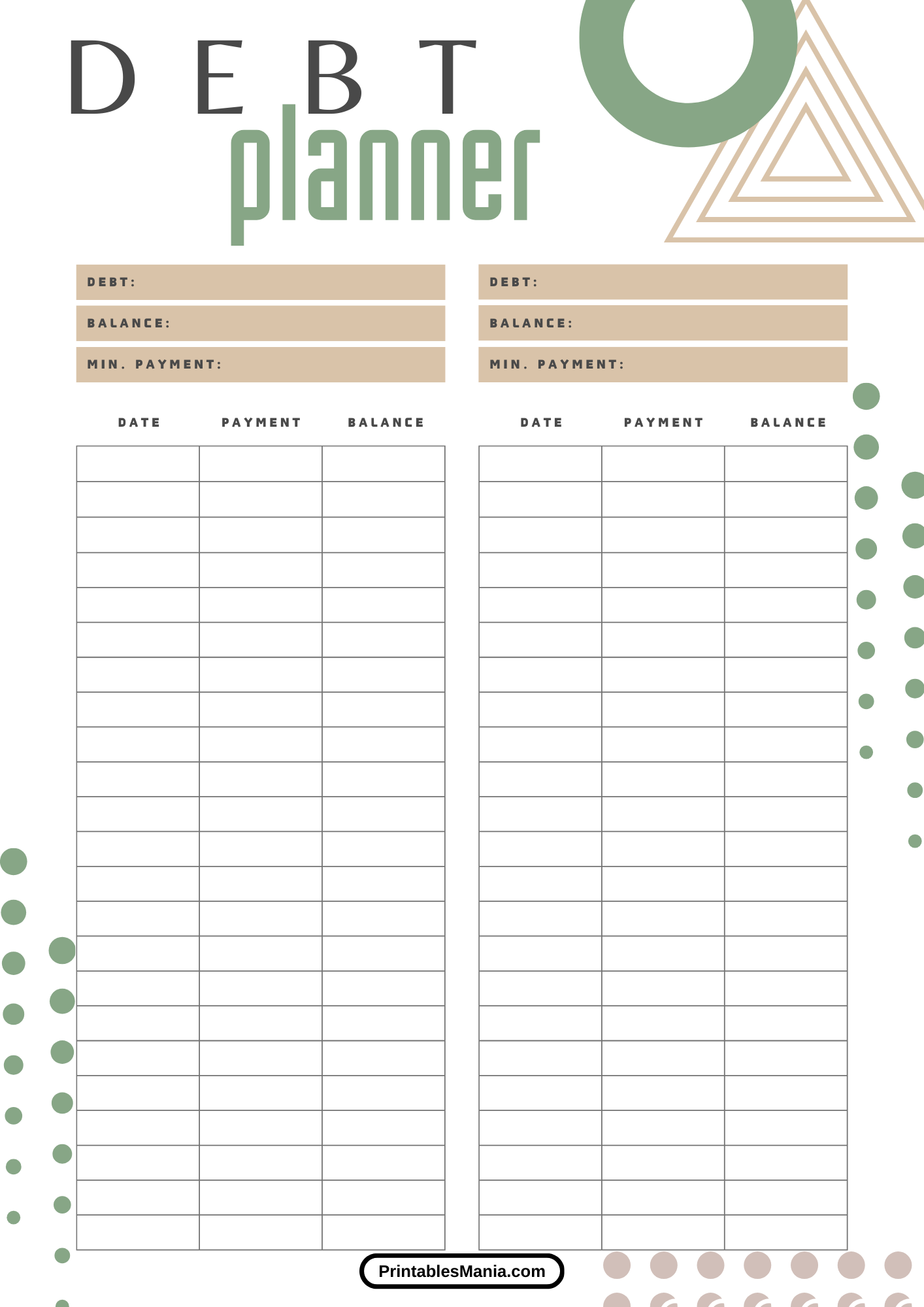 Debt Tracker Printable - Printables Mania