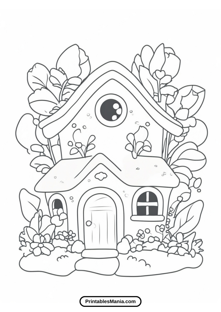 printable house coloring page for kids