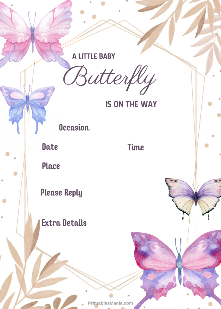 Whimsical Butterfly Baby Shower Invitation For A Girl