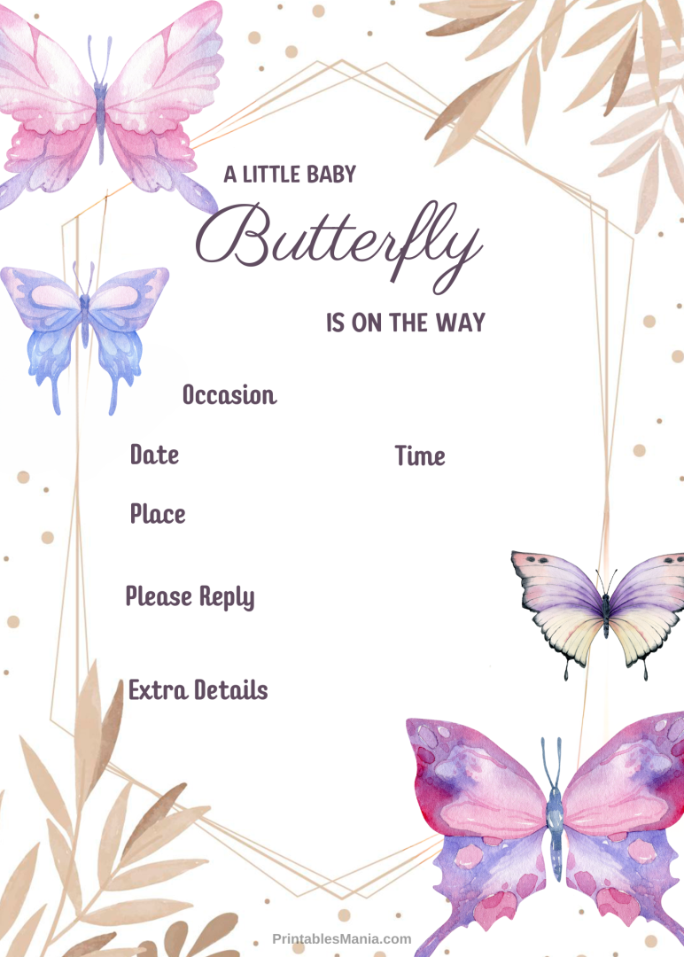 Butterfly Baby Shower Invitations Printable Free - Printables Mania