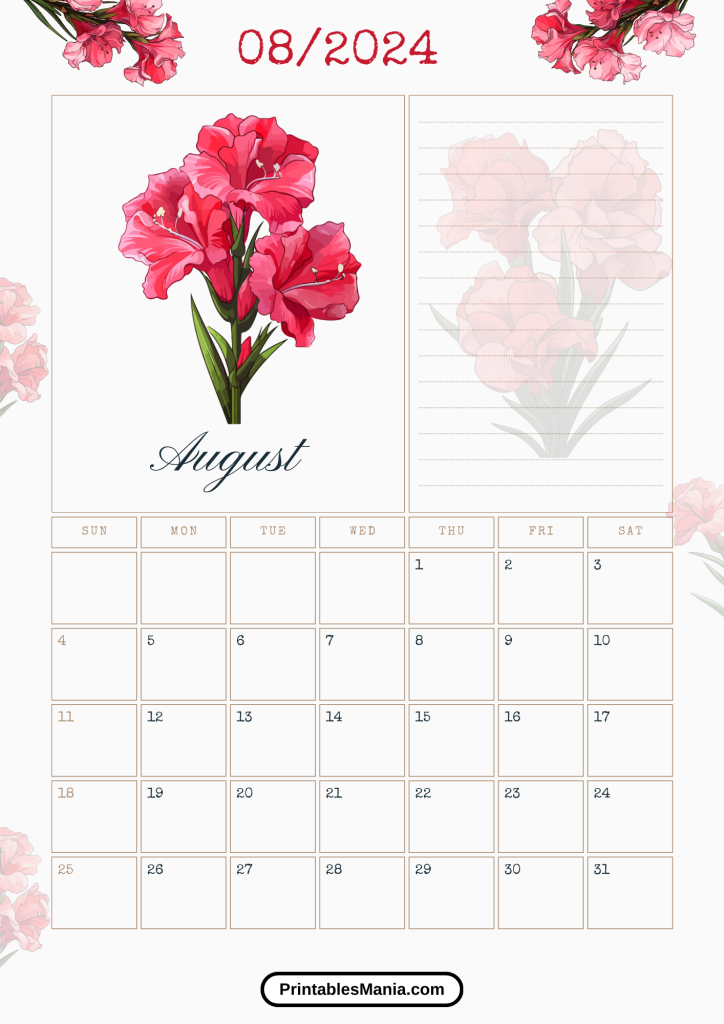 free august 2024 calendar printable