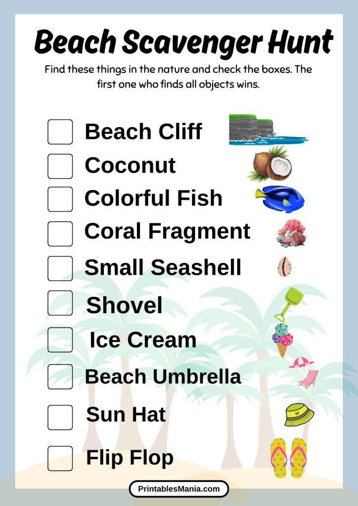 beach hunt printable