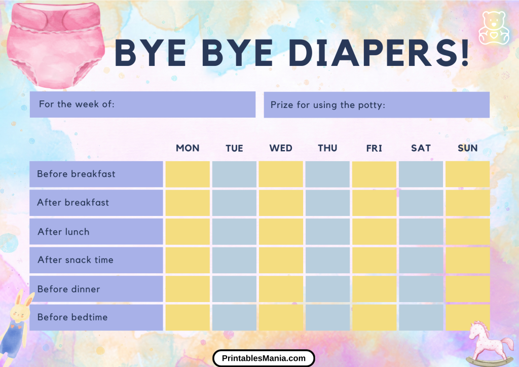 Printable Potty Chart With Fun Illustrations