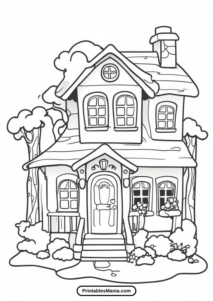 fairy house coloring page