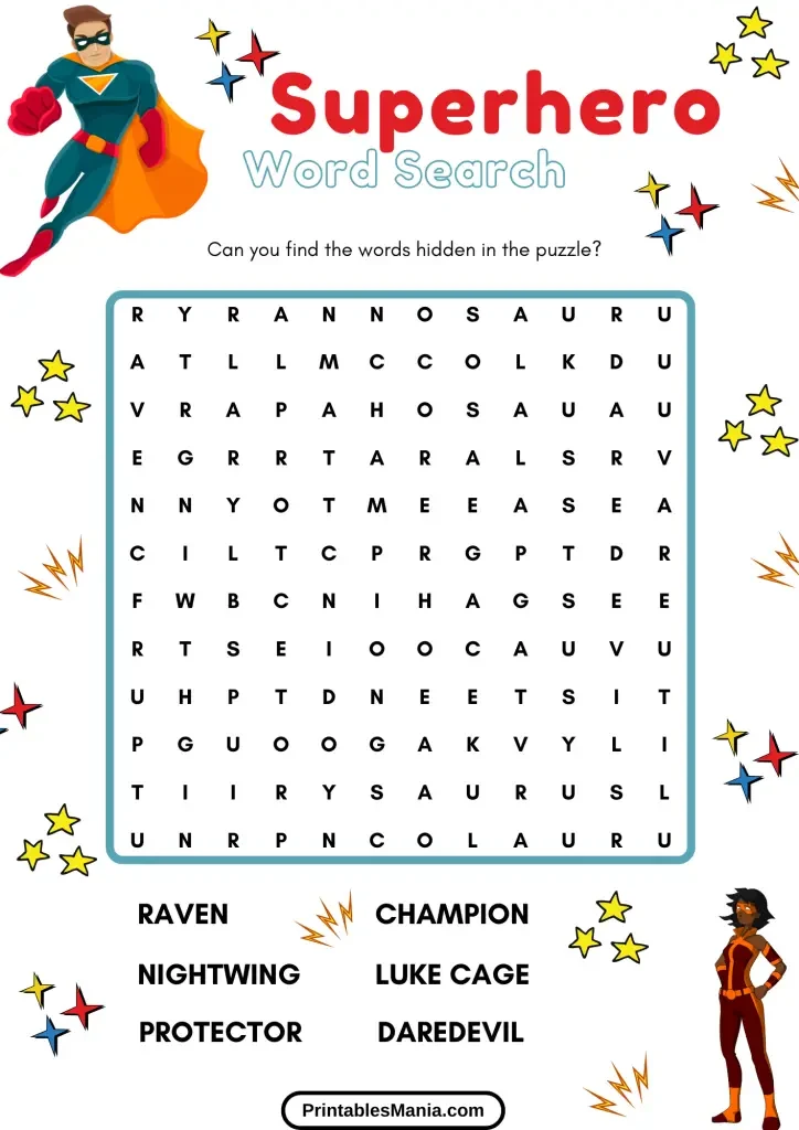 Easy Superhero Search Printable