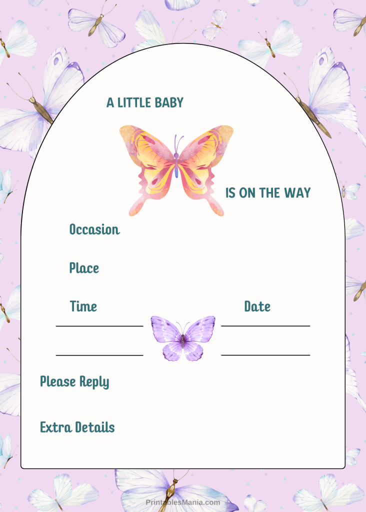 Elegant Butterfly Baby Shower Invitation With Lace Details