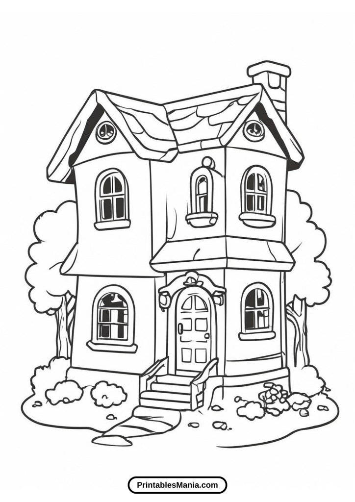 easy house coloring page for preschoolers