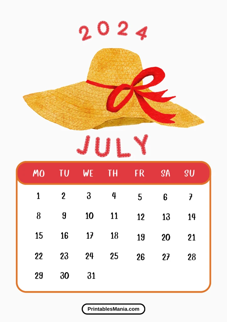 july 2024 calendar with scenic background