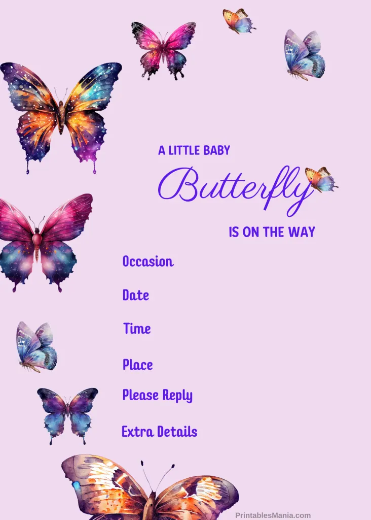 Butterfly Baby Shower Invitation Free Download