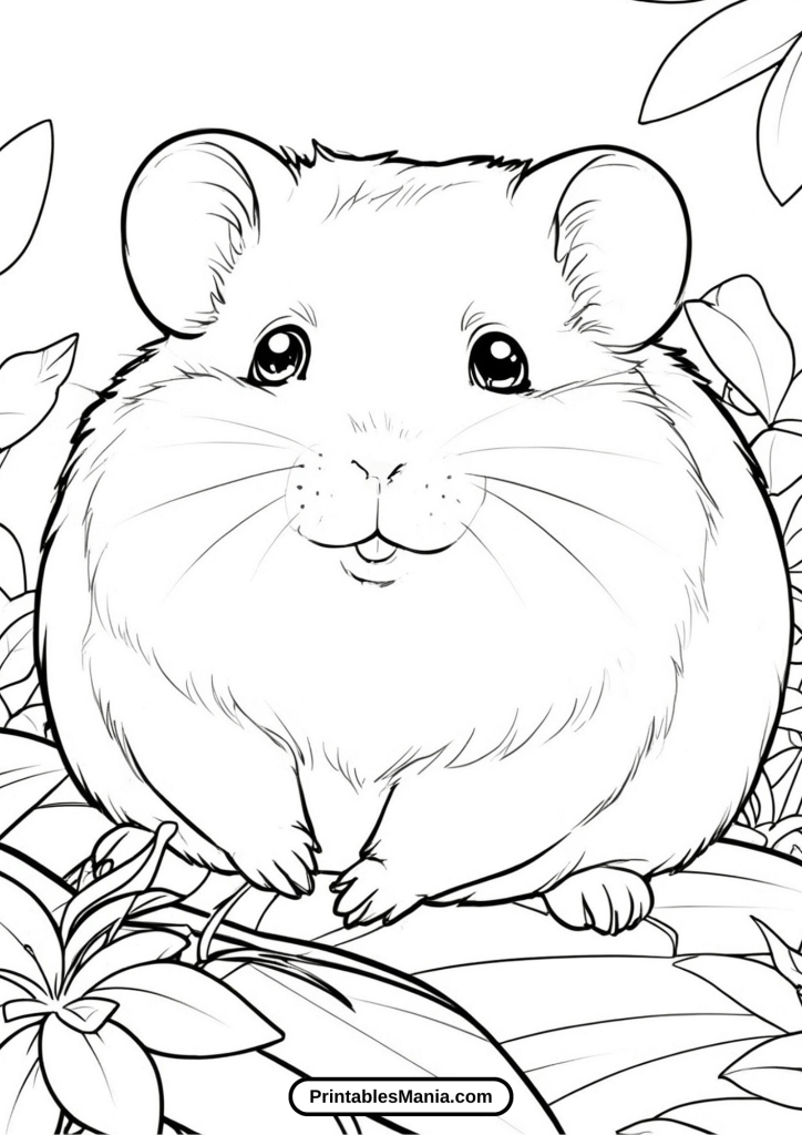 fun hamster coloring page for preschoolers