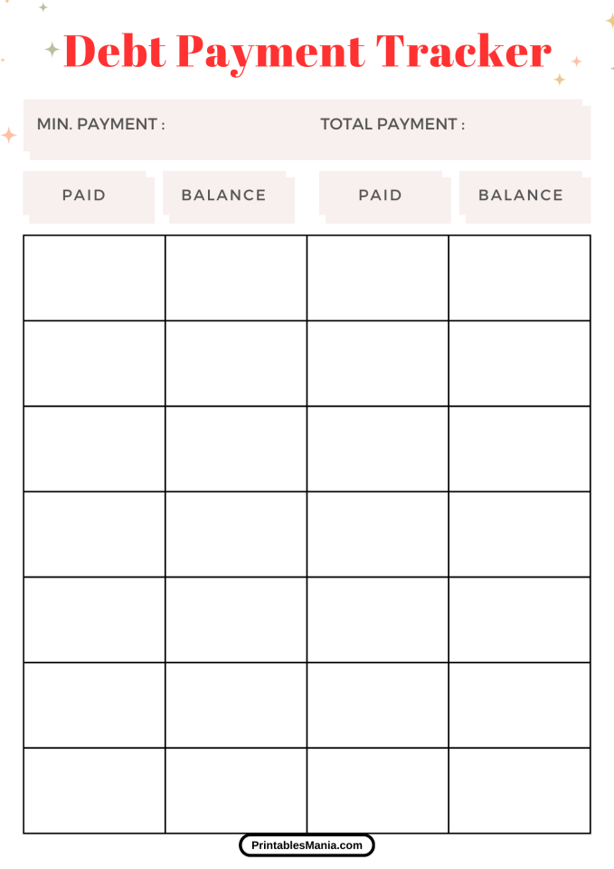 Debt Tracker Printable Printables Mania