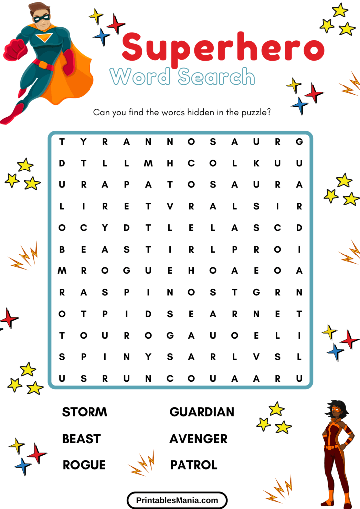 Hero Vocabulary Word Search