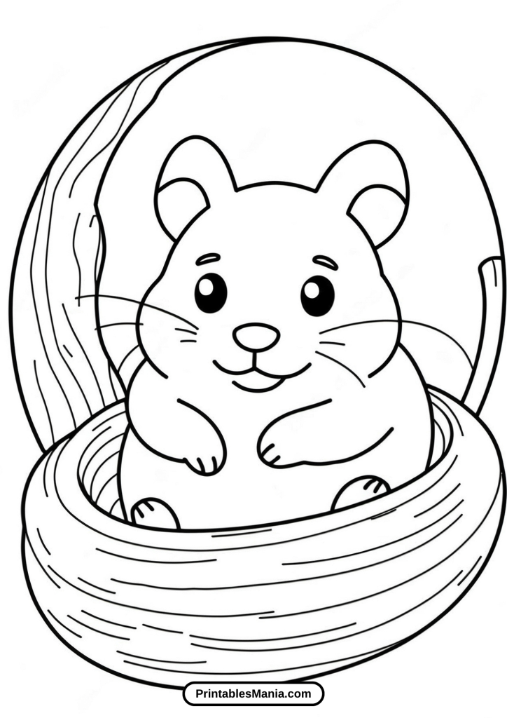 cute and easy hamster coloring page for kids