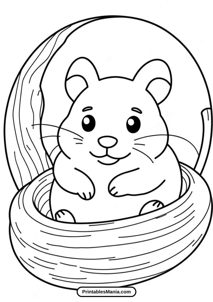 cute and easy hamster coloring page for kids