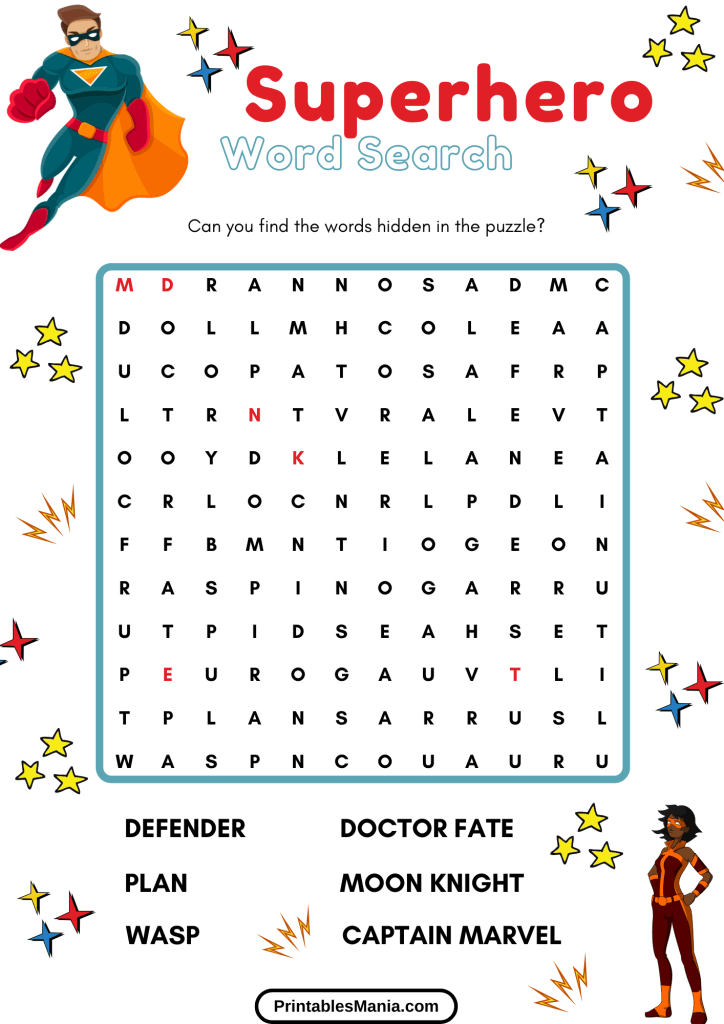 Print Superhero Puzzle Page