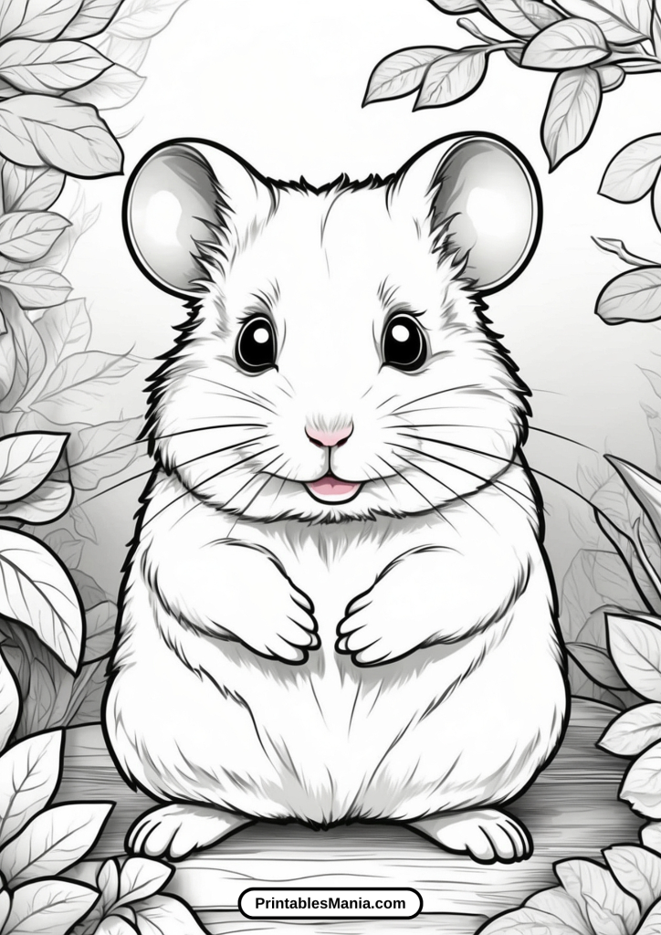 hamster coloring page with a playful pose