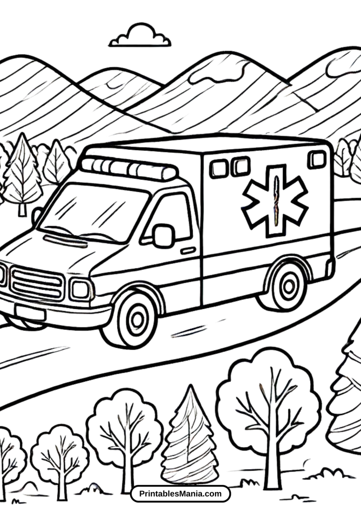 ambulance coloring page pdf