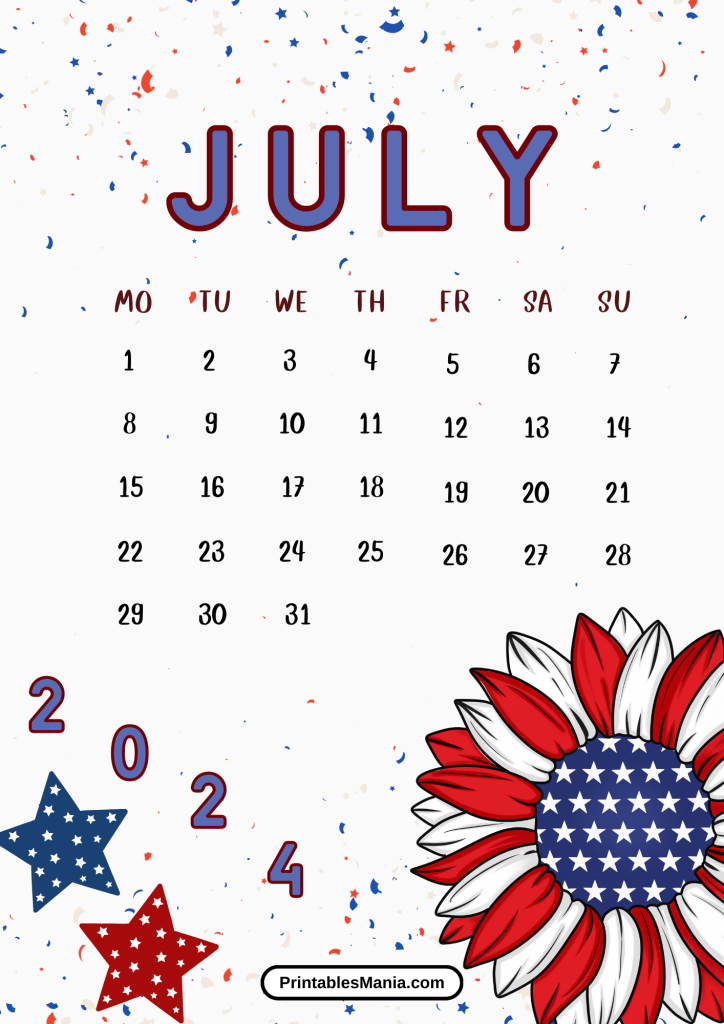 monthly planner July 2024 calendar