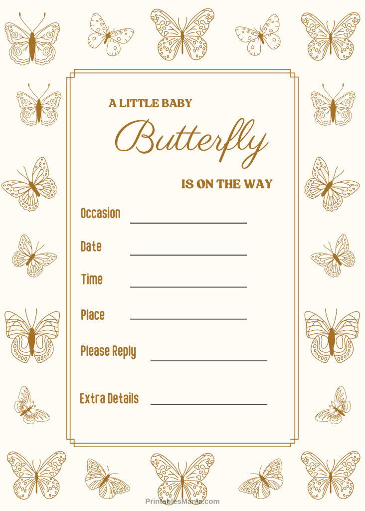 Elegant Butterfly Baby Shower Invitation In Pastel Colors