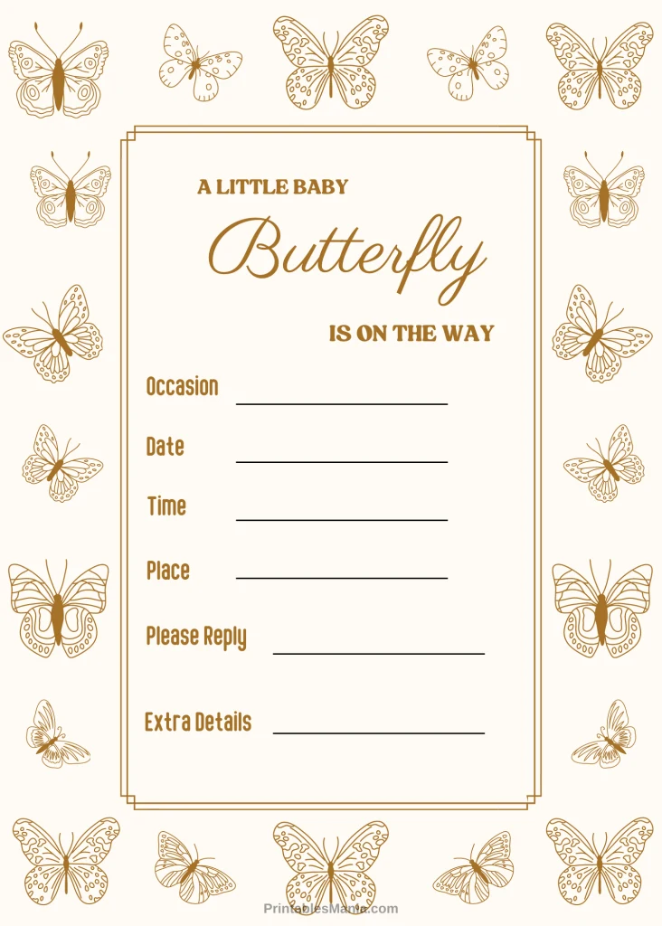 Elegant Butterfly Baby Shower Invitation In Pastel Colors