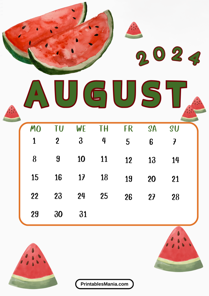 colorful August 2024 monthly planner for easy printing