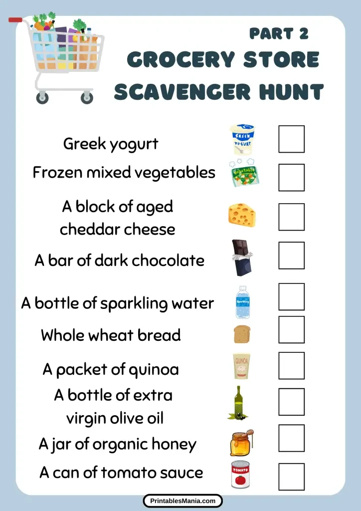 Kids Ticking Off Items On A Grocery Store Scavenger Hunt List