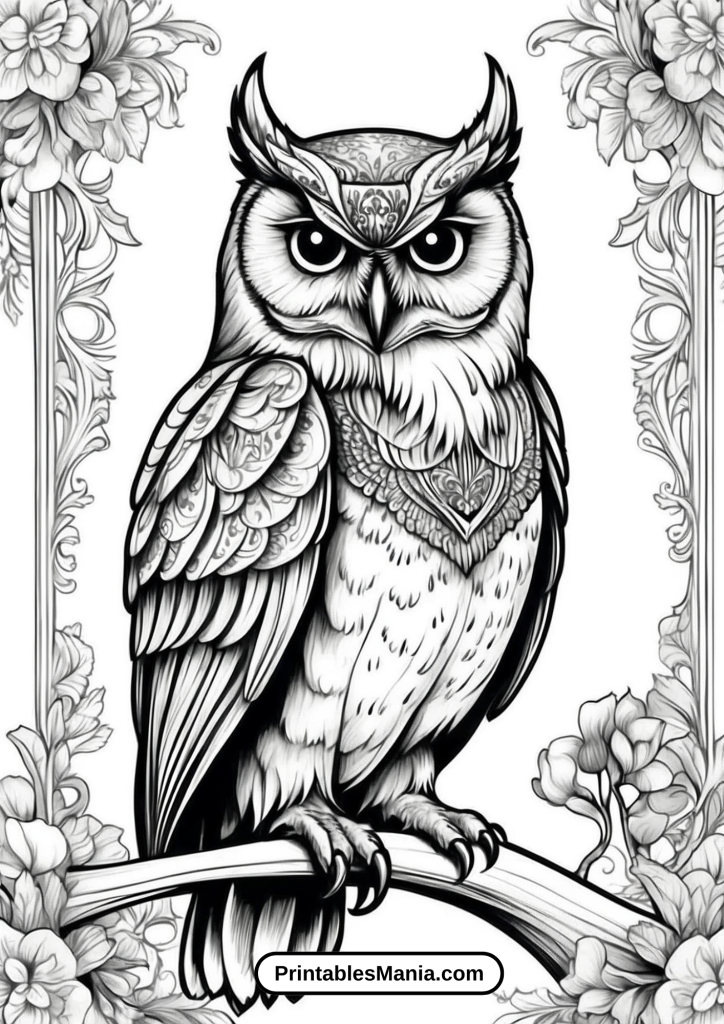 abstract owl coloring page with unique and creative designs