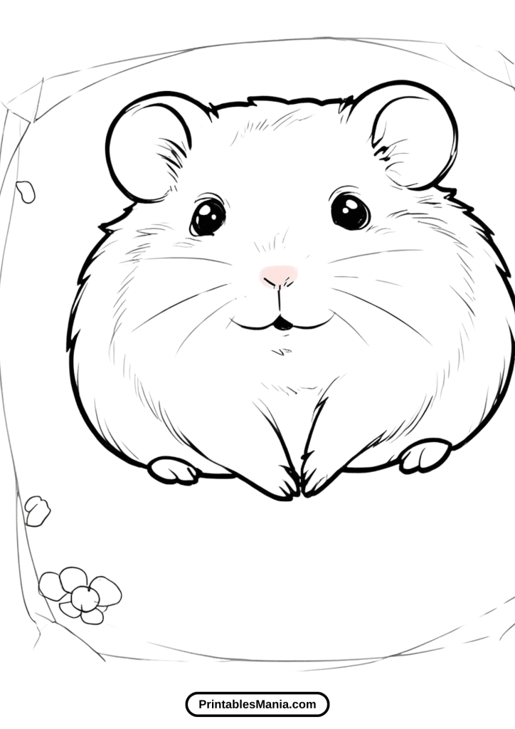 hamster coloring page with a simple design