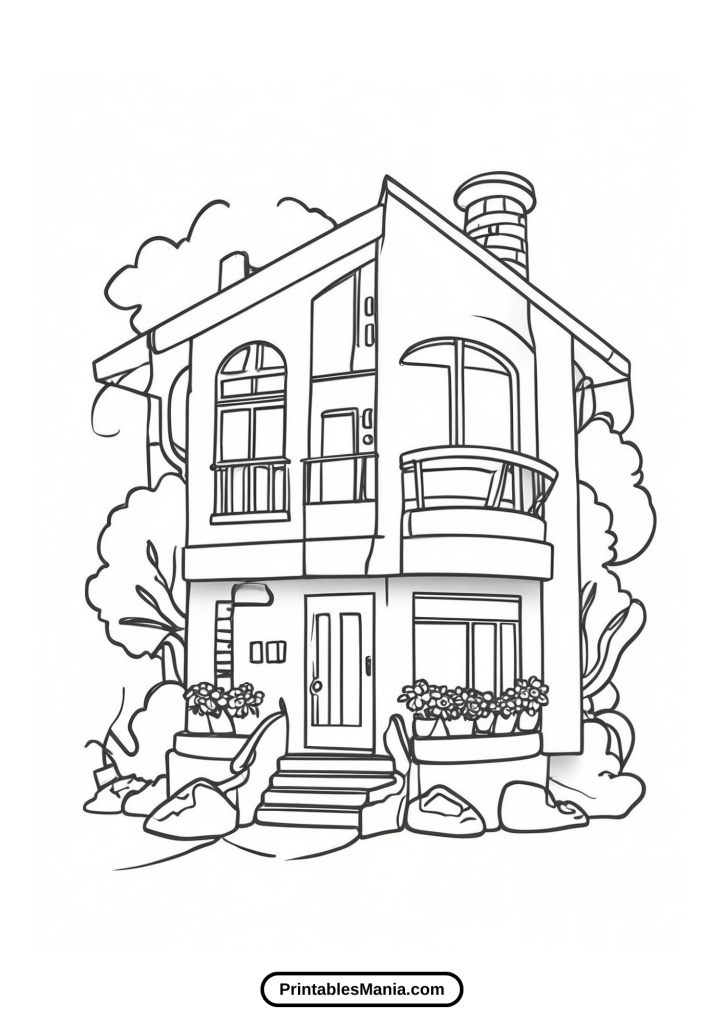 adult coloring pages houses