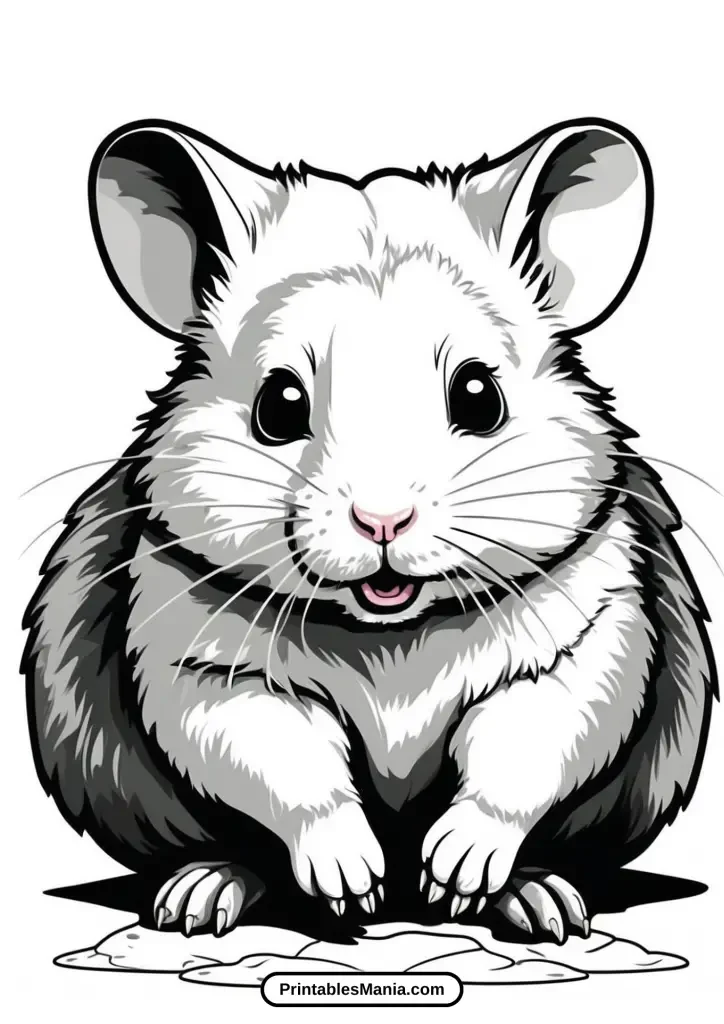 hamster coloring page with a realistic look