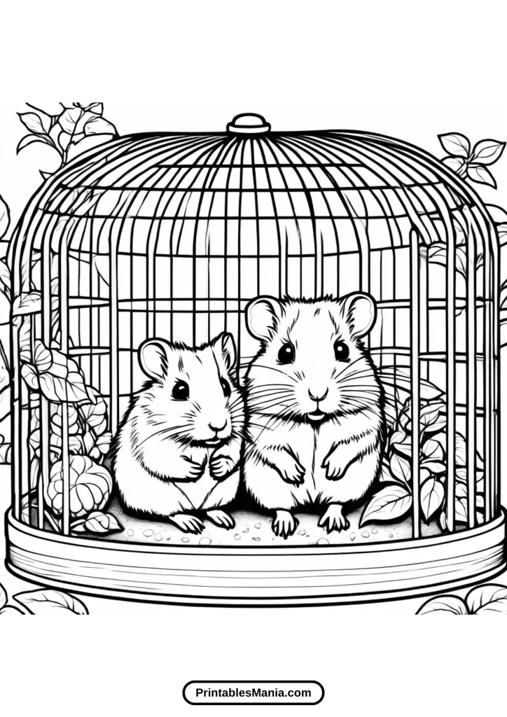 hamster coloring page with easy-to-color lines